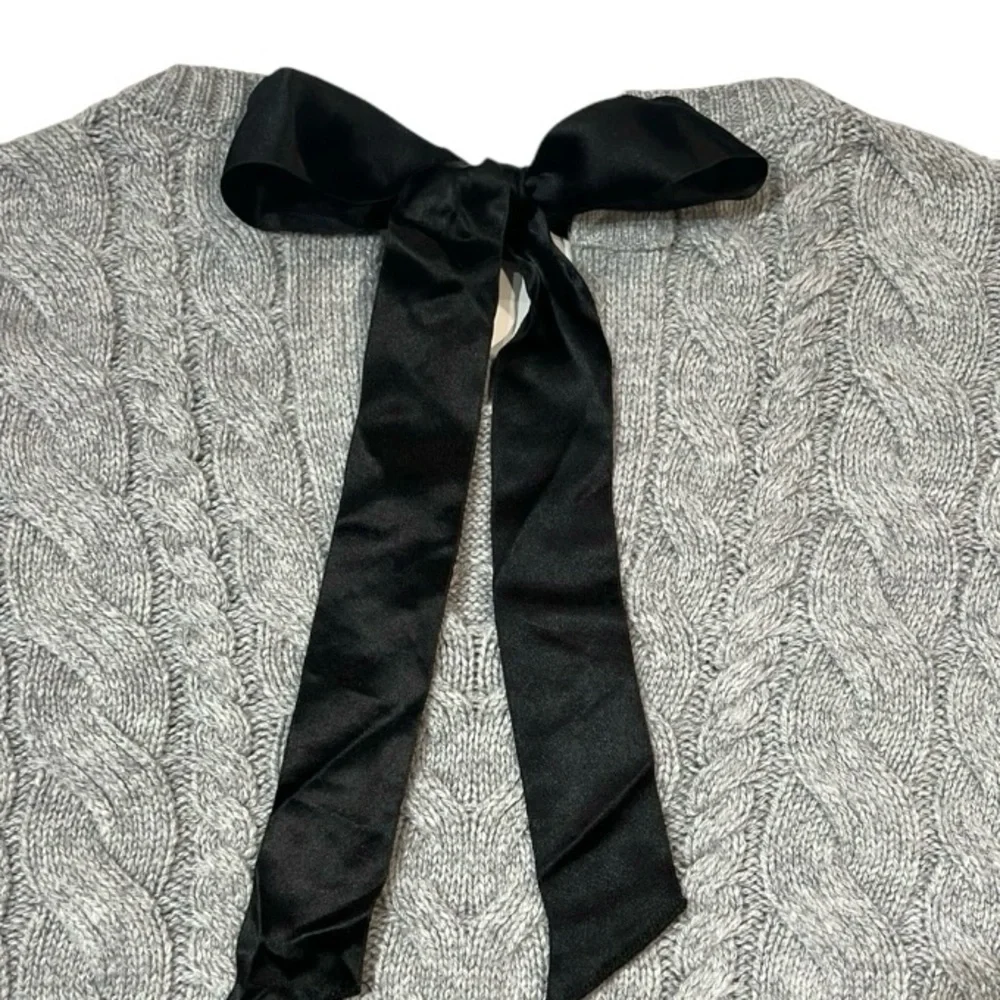 J. Crew Tie Back Cable Knit Sweater